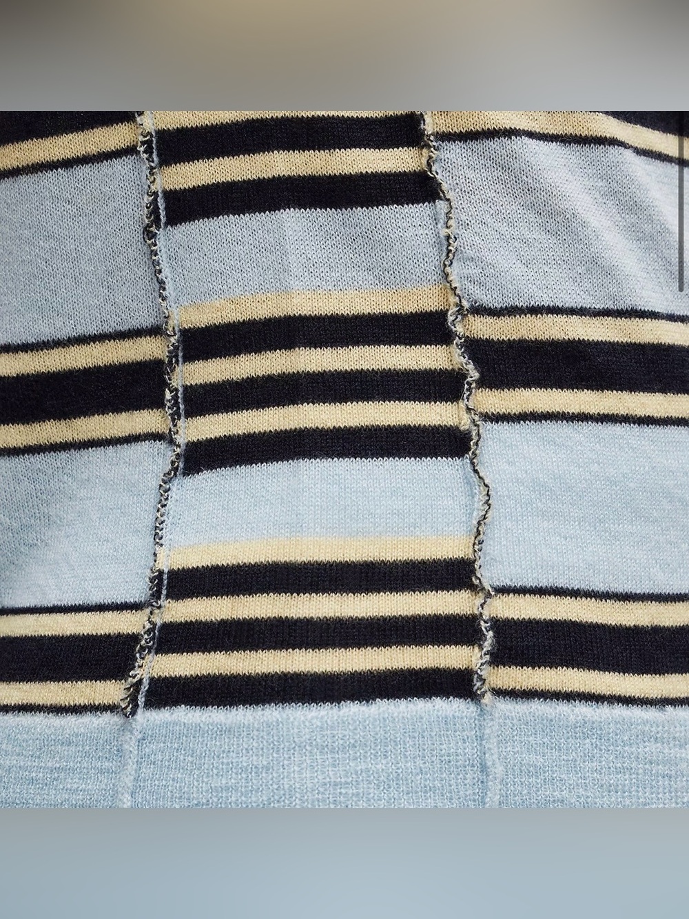 NWOT $150 XS J. CREW 2026 FEATHERWEIGHT 100% CASHMERE CARDIGAN DECO BLUE STRIPE - Picture 5 of 5